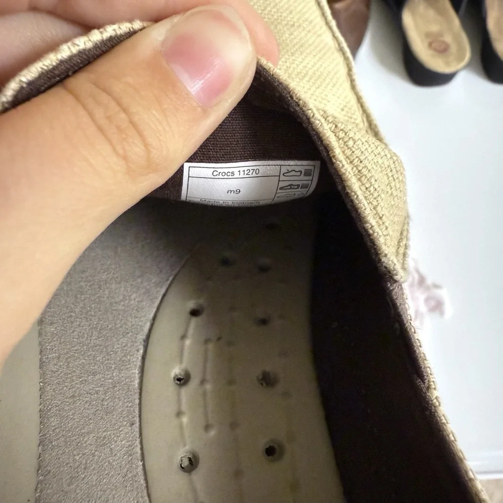 CROCS Mens Walu Tan Brown‎ Canvas Slip On Comfort Loafers 11270 Size 9M